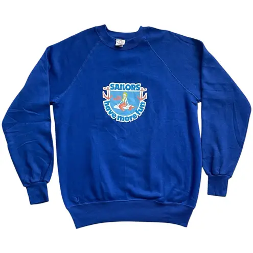 Vintage Sailors Have More Fun Sweater Crewneck Go Navy Blue Women’s Size Large