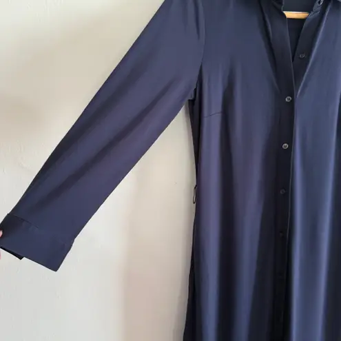 J. McLaughlin | Navy Blue Button Down Catalina Cloth Shirt Dress Medium *No Belt