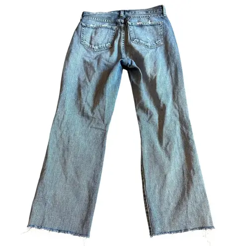 L'Agence Light Wash Jeans Wide Leg Distressed Knees 100% Cotton Size 27 Women's