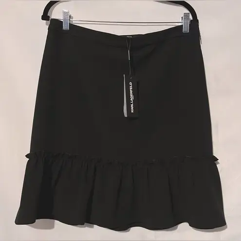 Karl Lagerfeld Karl Lagerfeld Black Ruffle Hem Skirt Sz 10 Classic Minimalist Contemporary NWT