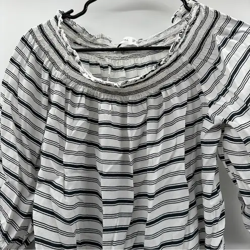 Faithfull the Brand Striped Es Calo Off Shoulder Black & White Top Size 6