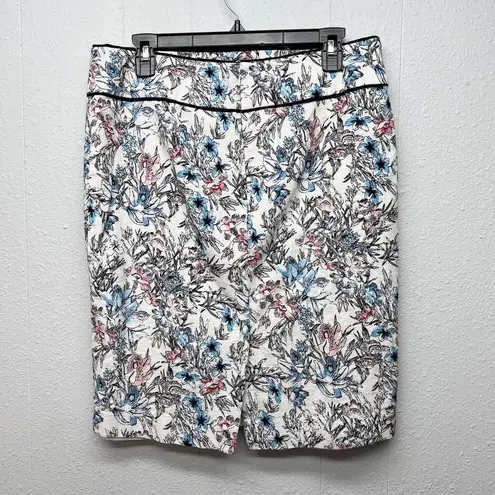 Ann Taylor  Multicolor Floral High Waisted Skirt Womens 12 Office Workwear Career