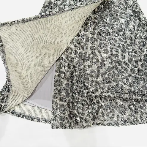 Heartloom NWT Rue Spaghetti Strap Silver Sequin Leopard Dress