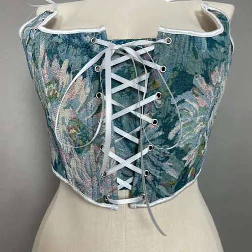 Tapestry Corset Floral Blue Green NWT Women Plus Size 4XL Renaissance Romantic