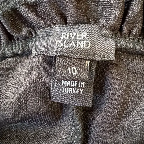 River Island Black Frill Ruffle Zip Front Sleeveless Bodysuit Size 6 New