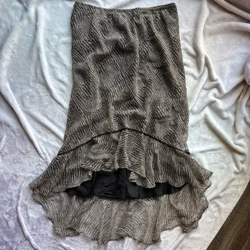 Robbie Bee 100% silk patterned polka dot leopard midi skirt