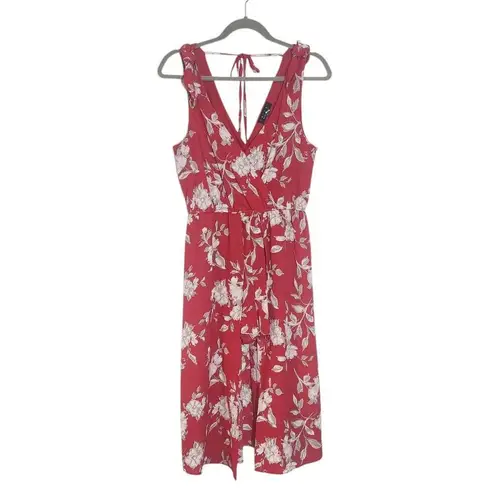  Red Floral Midi Romper Size Medium Trixxi Walk Through Midi Dress - Image 2