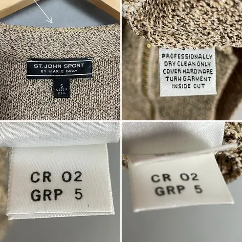 St. John Sport Knit Jacket Tan Variegated Knit Size Small FLAWS Women Dog Show