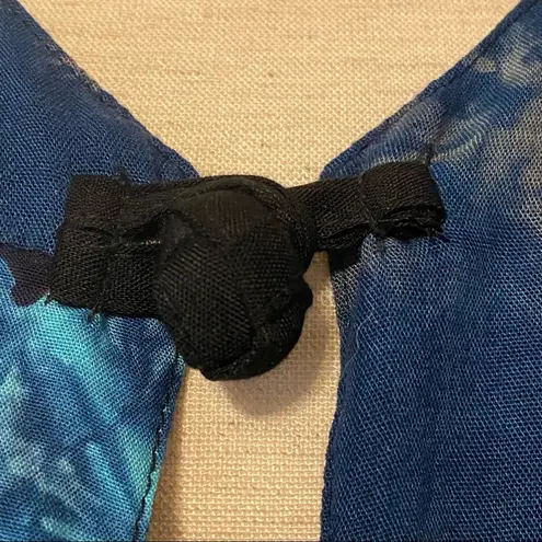 Soulmates blue black open front vest fabric bobble button size medium