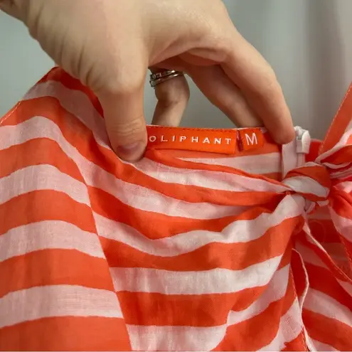 Oliphant Stripe Front Tie Midi Tiered Dress White Size M