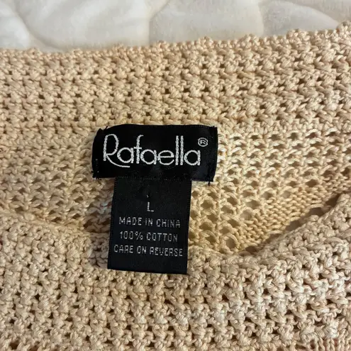 Rafaella Open Knit Crochet Cotton Blend Tan Scalloped Edge Tunic Swim Coverup L