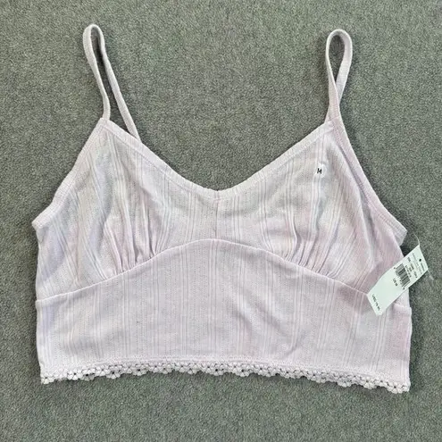 American Eagle  Lace Trim Bralette Size Medium Light Purple Knit Comfort New