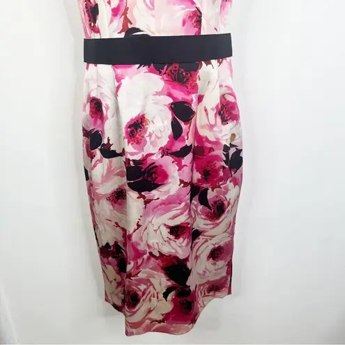 Dolce & Gabbana  Size EU 42/ US 6 Pink Black Floral Belted Knee Length Dress