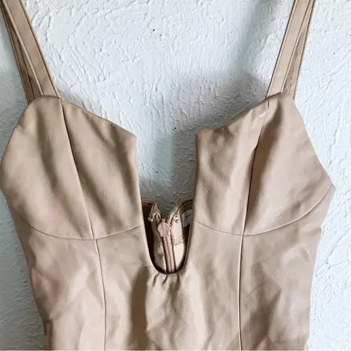 Mistress Rocks Vegan Leather Biscuit Deep Plunge Mini Dress Sz XS