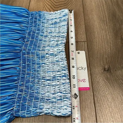 Lucky In Love 14” Paradise Smocked High Waist Blue Print Tennis Skirt Size Small