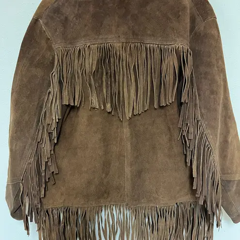 Brown Suede Fringe Leather Jacket Size M