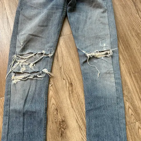 RE/DONE Levi's High Waisted Button Fly Straight Leg Ripped Jeans Size 26