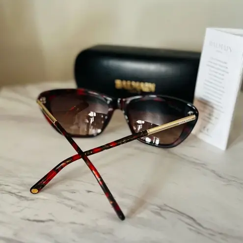 Balmain 56mm Modified Cat Eye Sunglasses, Polarized, Designer, Red Tortoise, NWT