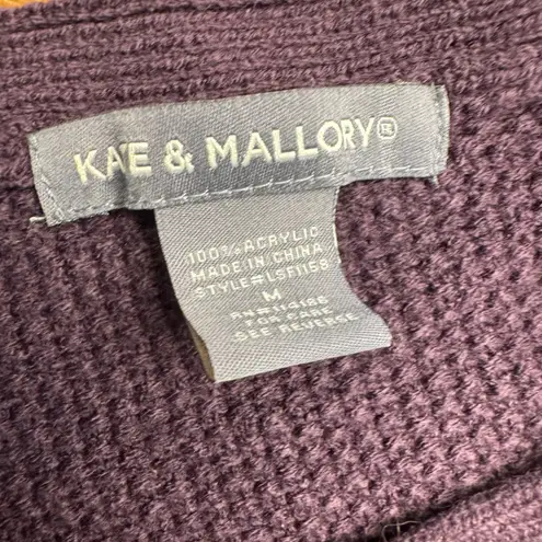 Kae & Mallory Textured Knit Asymmetrical Sweater Plum Size M Purple Size M