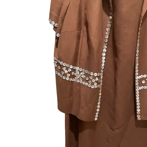 Coldwater Creek Brown Linen Button Trim Jacket Dress Set Women’s Plus Size 18W