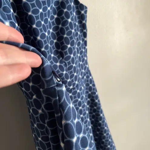 SIGNATURE BY DARBY Blue Geometric Print Fit & Flare Sleeveless Dress Size 8