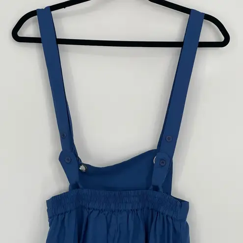 Skies Are Blue Womens Blue Pinafore Midi Eyelet Overall Style Bib Dress XS