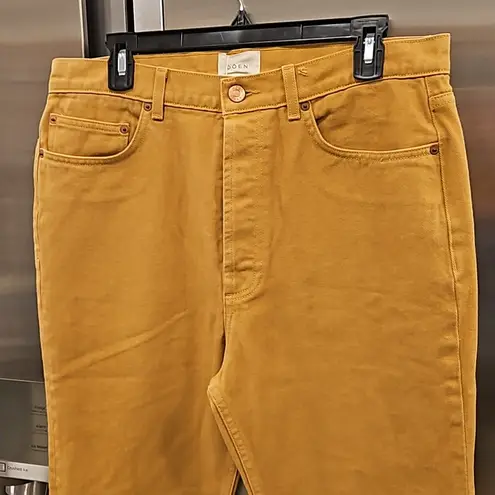 πDOENπ Diana Jean ~ High Waisted Button Fly Straight Leg Jeans Palomino 31 NWT Yellow
