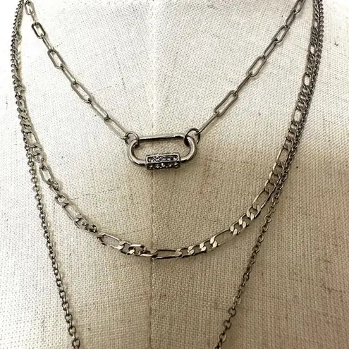 C 1946 hammered disc multi strand silver necklace