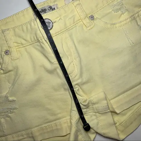 Indigo Rein Yellow Distressed Shorts