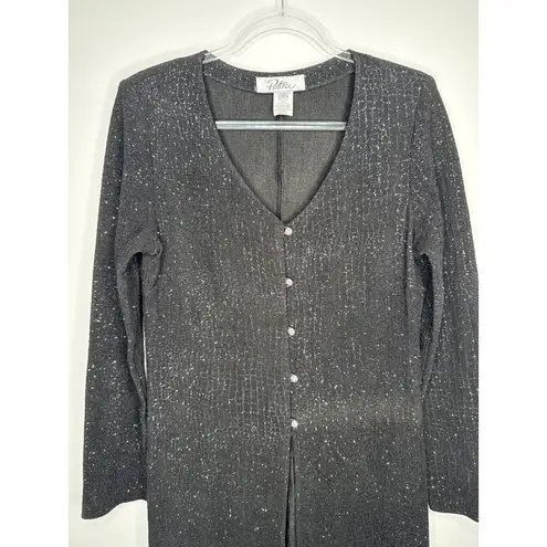 Y2K Patra Black Glitter Long Evening Jacket Dress Topper USA made Medium
