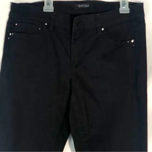 White House | Black Market  Mid Rise Black Jeans Skimmer Zip Ankle Rhinestone Sz 8