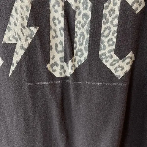 Chaser  X Free People Grey ACDC Leopard Logo Maxi Slit Tshirt Dress Small