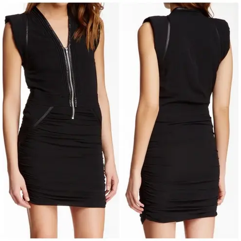 IRO Jadela Mesh Black Dress Leather Trim