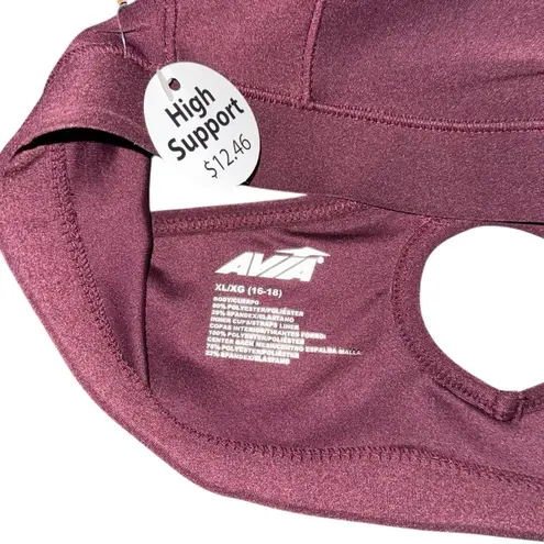Avia NWT High Support Sports Bra Cushioned Straps Burgundy Women’s XL