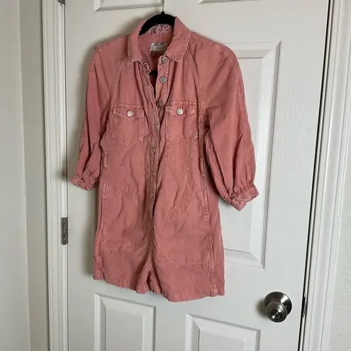 Pilcro Anthropologie  Rust Orange Stretch Linen Shorts Romper Size xxs thumbnail 4