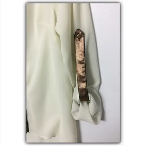 Mustard Seed  semi sheer copper trim blouse size S