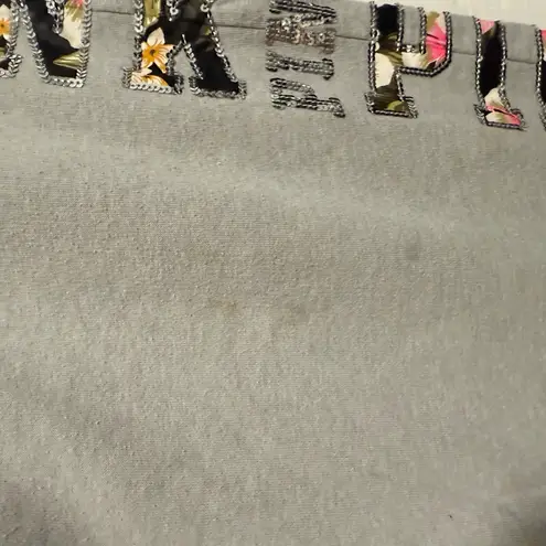 Victoria's Secret  Pink Floral Bling Campus Boyfriend Gray Sweatpants Size M