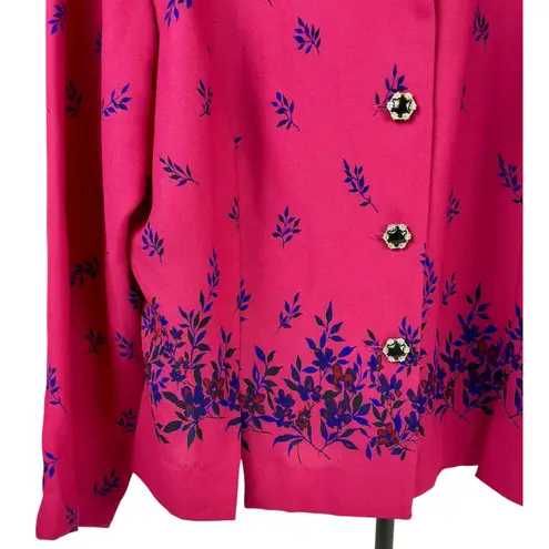 Leslie Fay Dresses Blazer Floral Pink Button Up Jacket Career Vintage Size 18