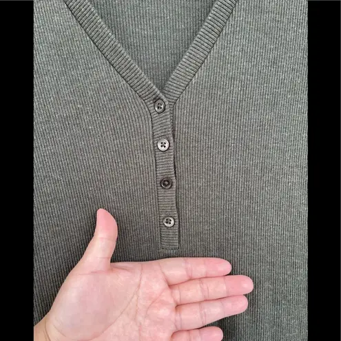 L'Agence Aurora Heathered Olive Henley Dress