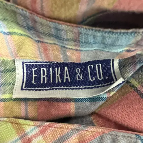 Erika  & Co. Vintage Plaid Western Cropped Cowgirl Rodeo Women's Shirt Medium