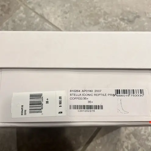 Stella McCartney Stella Iconic Pointed Toe High Heel Booties Brown Size 35.5 NEW