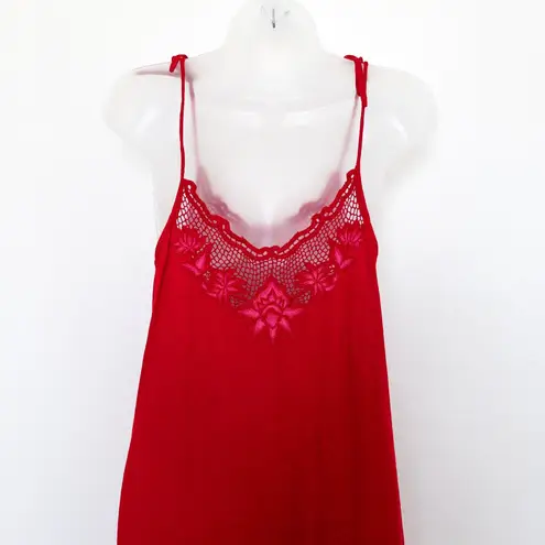 Womens Swim Cover Up Size S Red Lace Trim Slip Dress Beachwear Boho Coastal
