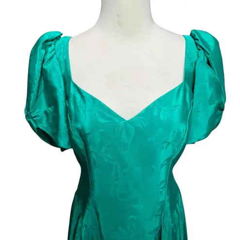 Alfred Angelo Vtg 80s Dance Allure Dress S Green Taffeta Cutout Bow Hi Lo Prom Cosplay Retro