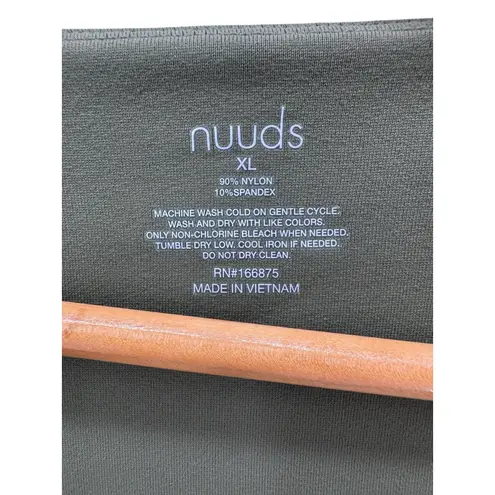 Nuuds XL Olive Green Scoop Neck Long Sleeve Thong Bodysuit Minimalist Chic