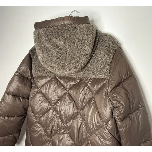 NWT Koolaburra by UGG Womens Sherpa Mixed Media Puffer Jacket Sz XXL Brown