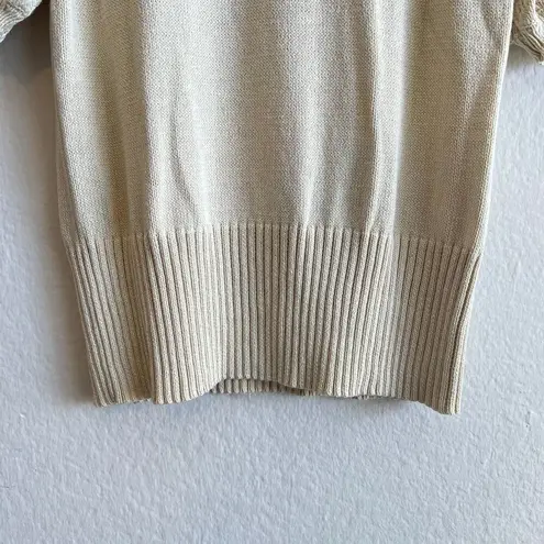 American Vintage VINTAGE Y2K 2000s Crochet Beige Short Sleeve Sweater Blouse Top Womens Small