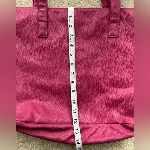 None Pink Pebbled Faux Leather Shoulder Bag with Tassle