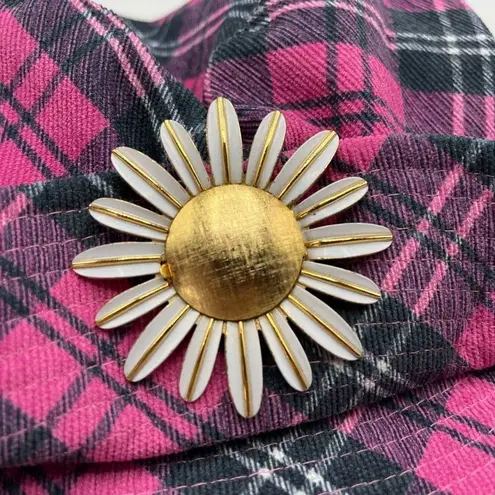 Madden NYC Pink Black Bucket Hat Flower Brooch One Size