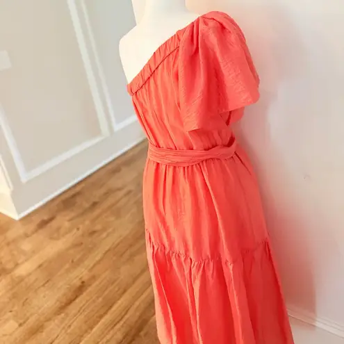 Current Air One Shoulder Midi Dress size S Orange creamsicle color