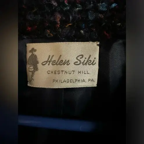 Helen Ziki women’s tweed collarles button up blazer Purple 8 career work vintage